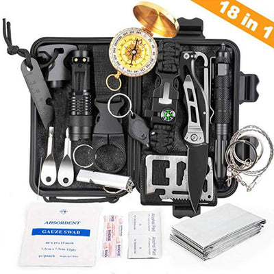 Emergency survival kit survival first aid kit SOS tactical tool flashlight with Molle bag suitable for camping adventure