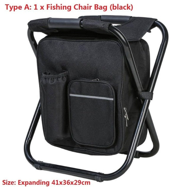 Folding Camping Fishing Chair Stool Portable Backpack Cooler Insulated Picnic Bag Hiking Seat Table Bags Pesca Tackle Mochila